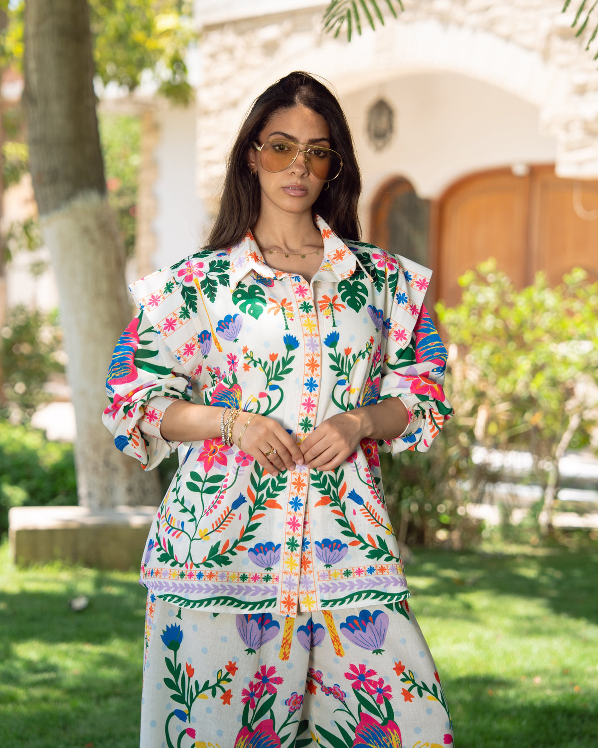 Palms and Flowers - Offwhite