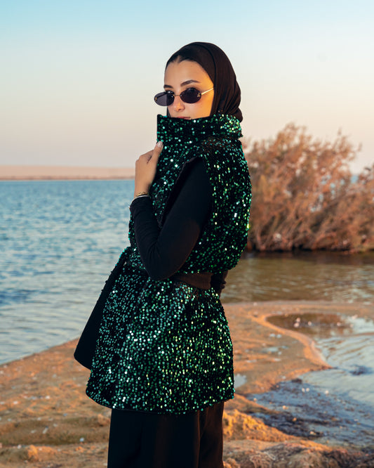 Dai in Emerald Puffer Vest